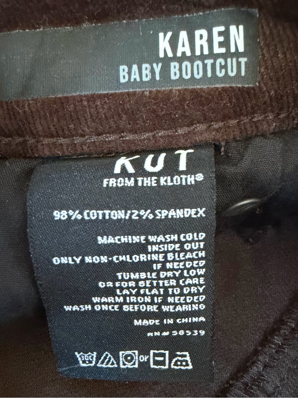 Kut From The Kloth Karen Baby Bootcut Corduroys. Size 14 Tobacco Color - Picture 10 of 12